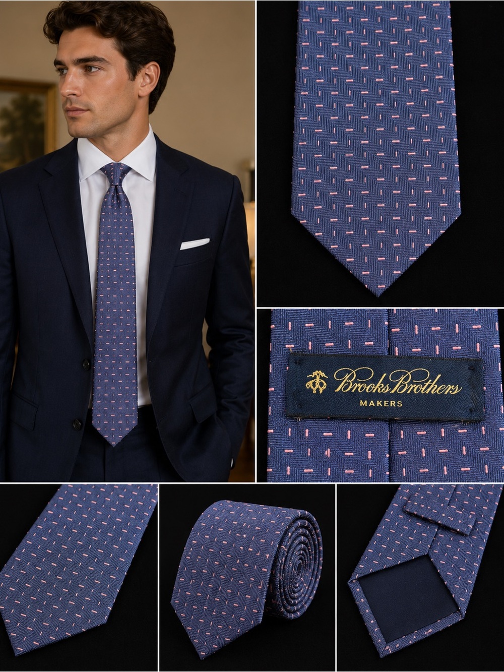 Brooks Brothers Blue and Pink Classic Silk Tie